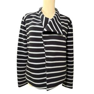 Calvin Klein Striped Jacket Women's Blue White Side Zip Pockets Size Small